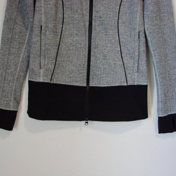 Lululemon Nice Asana Jacket Yoga Gray White Black Heathered Herringbone Size 8 - Picture 14 of 16